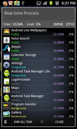 Android Task Manager Lite screenshot 3