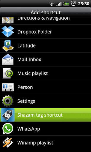 Shazam tag shortcut screenshot 1
