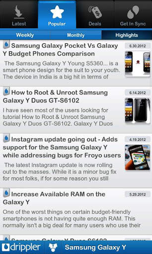 Ultimate Samsung Galaxy Y App screenshot 1