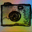Camera paper drawing effect icon