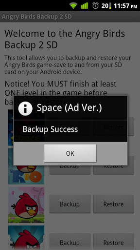 Angry Birds Backup 2 SD screenshot 2