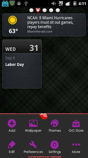 GO Launcher EX Hearts Theme screenshot 3