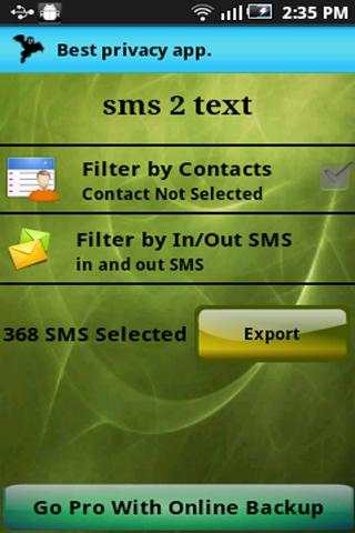 sms to text (local backup) screenshot 1