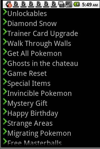 Pokemon Diamond/pearlCheats screenshot 1