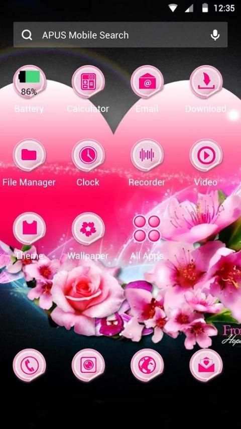 Pink Heart theme for APUS скриншот 2