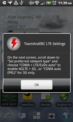 LTE OnOFF - HTC Thunderbolt screenshot 1