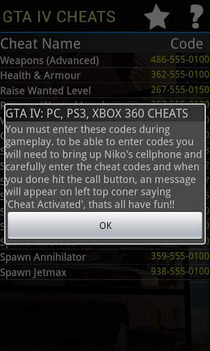 Gta iv cheats screenshot 2