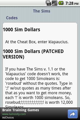 The Sims All Series Cheats screenshot 5