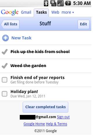 Google ToDo List screenshot 1