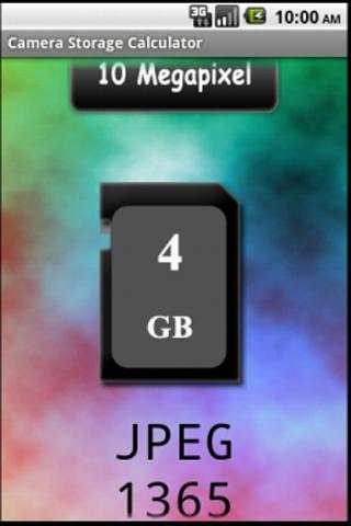 Camera Storage Calculator screenshot 2