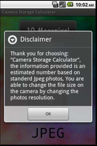 Camera Storage Calculator screenshot 1