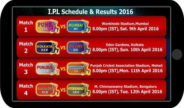Schedule for IPL 2016 स्क्रीनशॉट 3