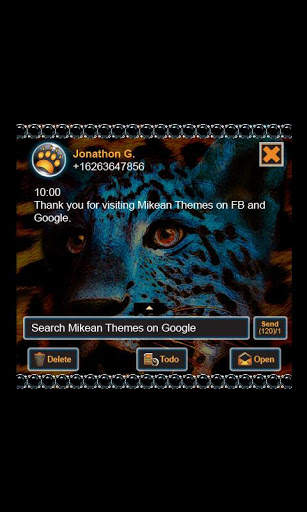 Leopard Gold Blue Theme GO SMS screenshot 3