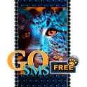Leopard Gold Blue Theme GO SMS أيقونة