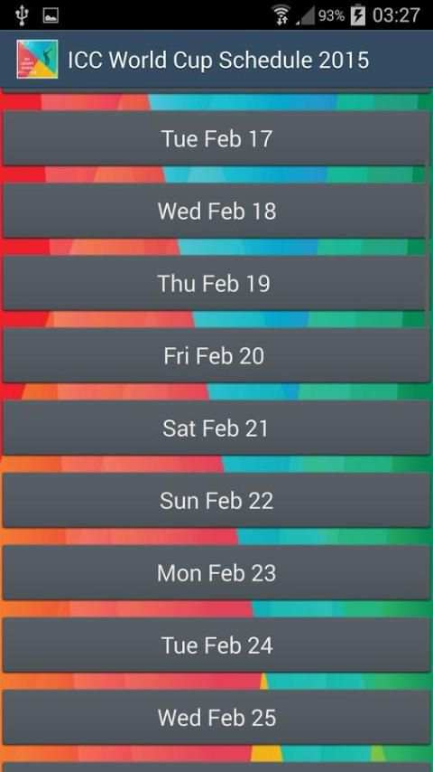 ICC World Cup Schedule 2015 screenshot 2
