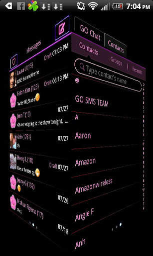 GO SMS Theme Pink Neon Hearts screenshot 2