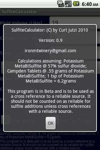Sulfite/Sulfate Calculator 1 تصوير الشاشة