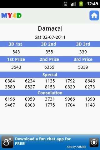 MY 4D Result screenshot 3