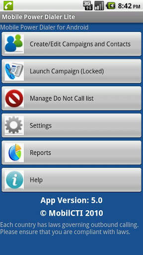MobilCTI Power Dialer Lite screenshot 1