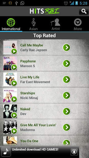 Hits Music Ringback Tone screenshot 2