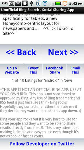 1st TwitterBing Search &amp; Share screenshot 2