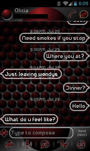 GO SMS PRO RED ORBS THEME screenshot 2