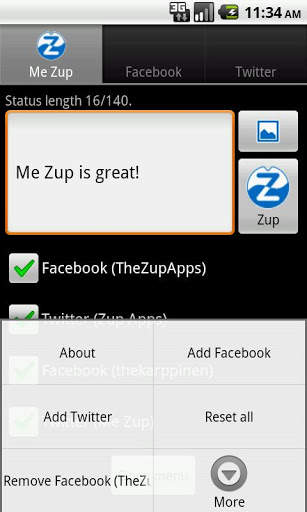 Me Zup (Facebook, Twitter) screenshot 3