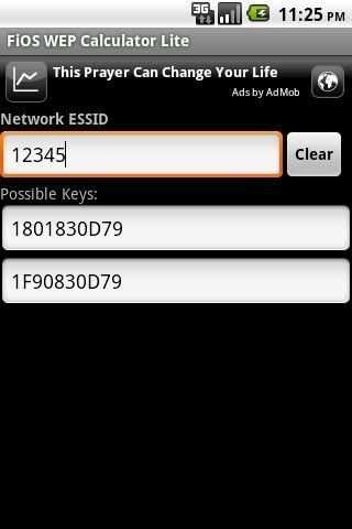 FiOS WEP Calculator Lite screenshot 1