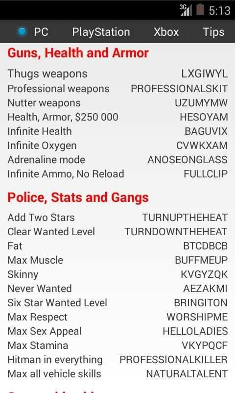 GTA San Andreas Cheats screenshot 4