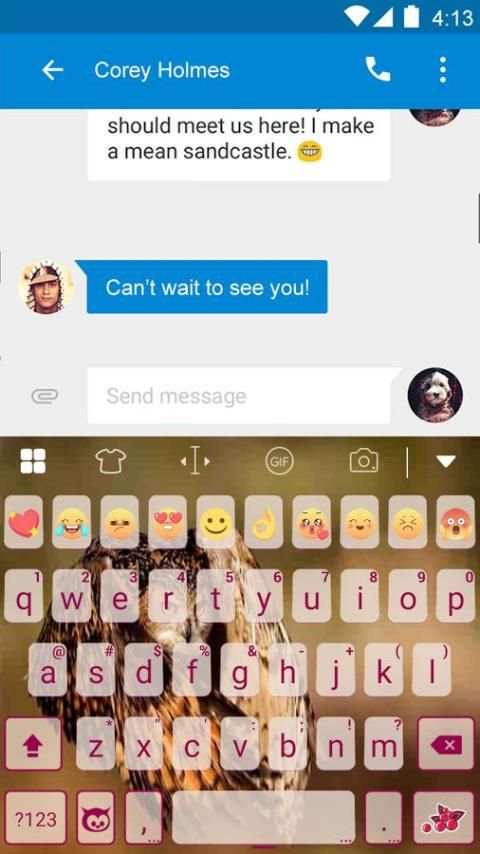 Cute Owl Eva Keyboard -Gif Diy 4 تصوير الشاشة