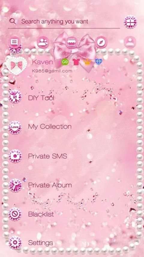 GO SMS PINK DIAMOND THEME 2 تصوير الشاشة