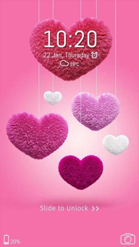 Pink Hearts CM Locker Theme 4 تصوير الشاشة