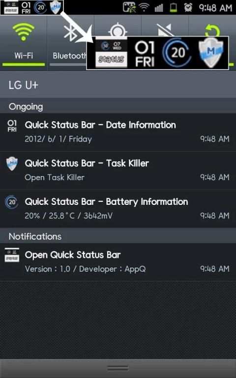 Quick Status Bar_상단바/배터리/날짜/요일 screenshot 4