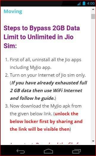 By Pass JIO 2GB TO UNLIMITED screenshot 3