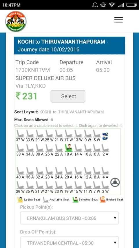 Kerala RTC KSRTC Online Ticket screenshot 7