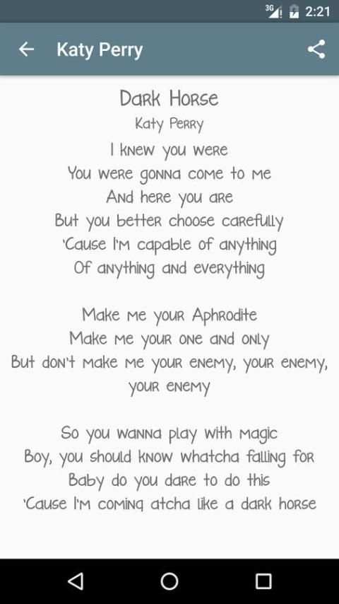 Katy Perry Lyrics screenshot 1
