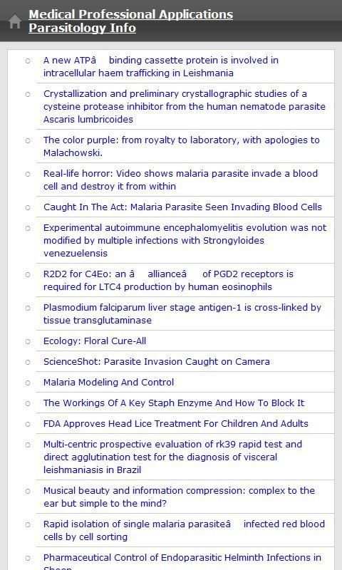 Parasitology Info screenshot 1