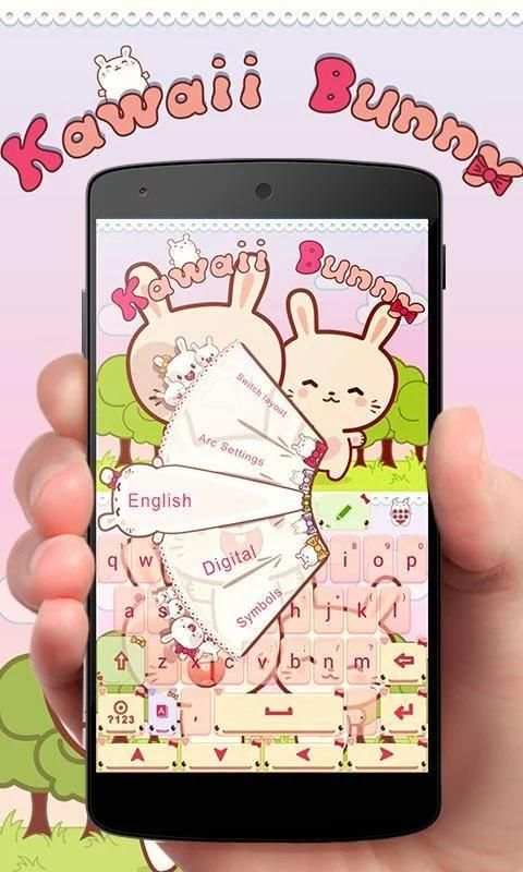 Kawaii Bunny GO Keyboard Theme screenshot 6