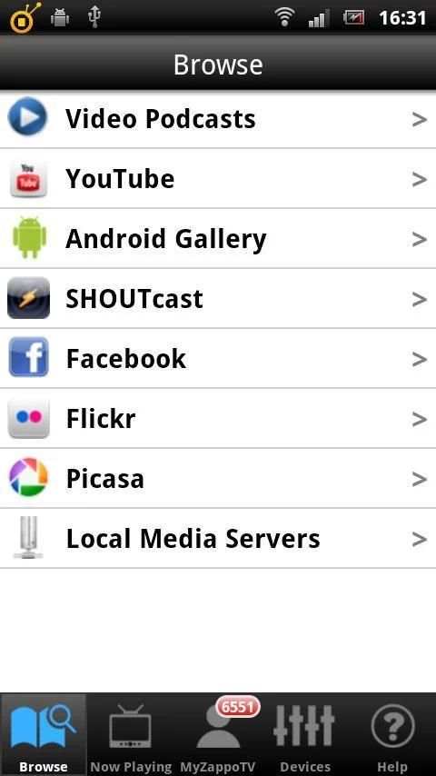 ZappoTV Mobile Media Center स्क्रीनशॉट 1