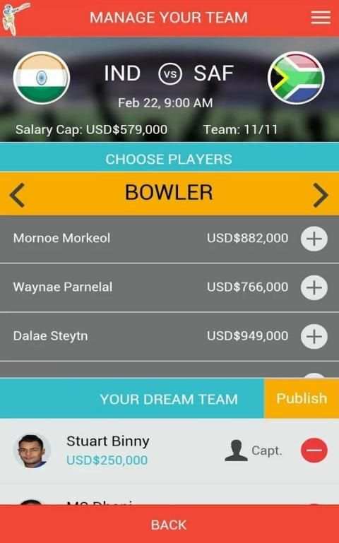 ICC CWC 2015 Fantasy Cricket स्क्रीनशॉट 20