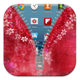 Love Heart Flowers Zipper Lock أيقونة