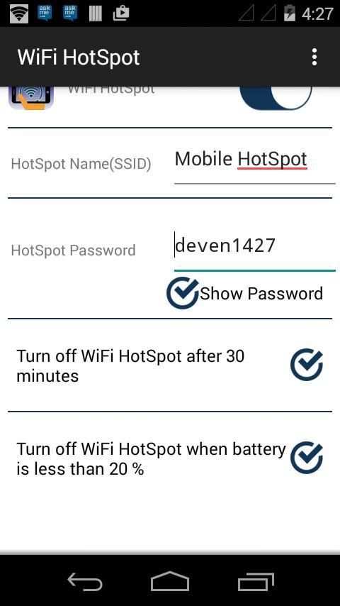 Mobile Wifi Hotspot screenshot 1