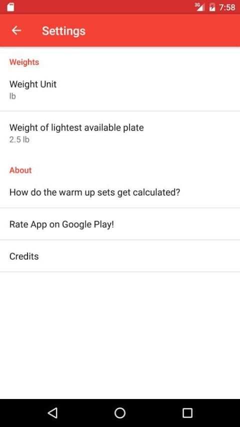 Gym Warm Up Calculator screenshot 1