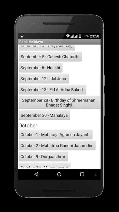 Public Holidays India FREE 3 تصوير الشاشة