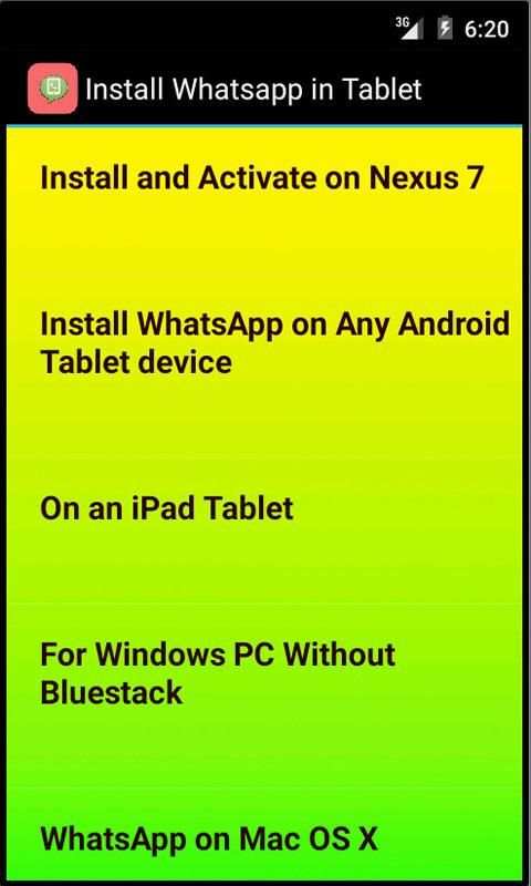 Install Whatsapp in Tablet screenshot 1
