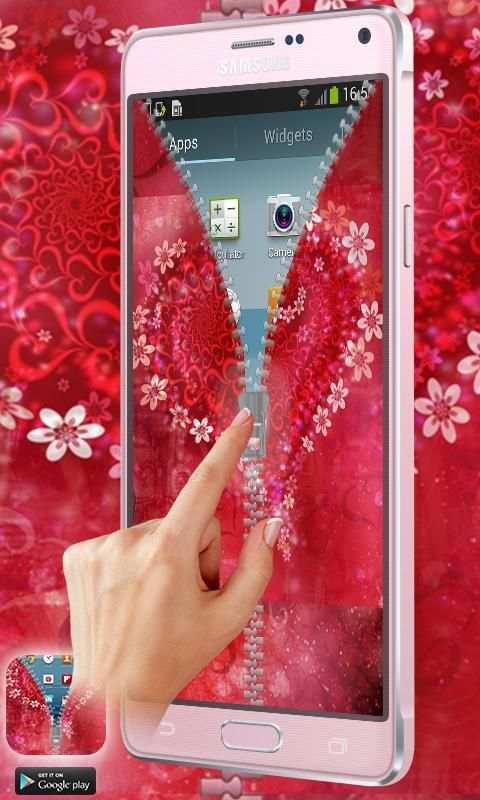 Love Heart Flowers Zipper Lock 3 تصوير الشاشة