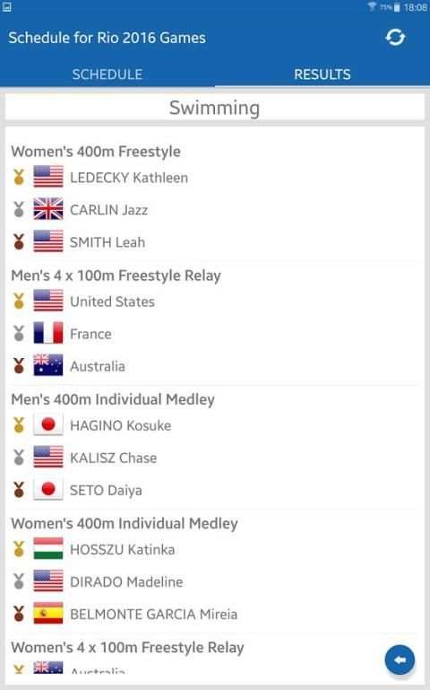 Schedule for Rio 2016 Games स्क्रीनशॉट 5