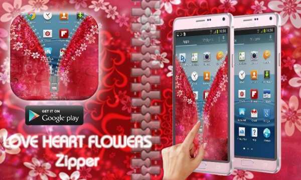 Love Heart Flowers Zipper Lock 6 تصوير الشاشة
