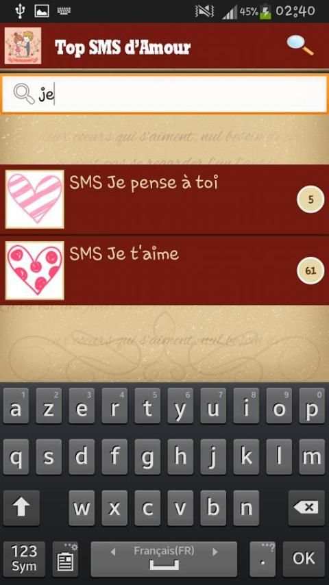 Top SMS d'Amour screenshot 3