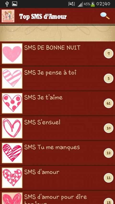 Top SMS d'Amour screenshot 1